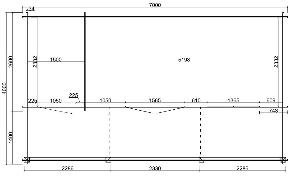 Thatcham Sports Pavilion 7x4m, 45mm single skin
